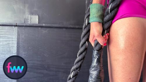 Kindal is squeezing the rope really hard and this is working on her grip strength more than most ways that can test grip strength.