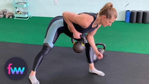 Kindal pulling hard in the bent over row.