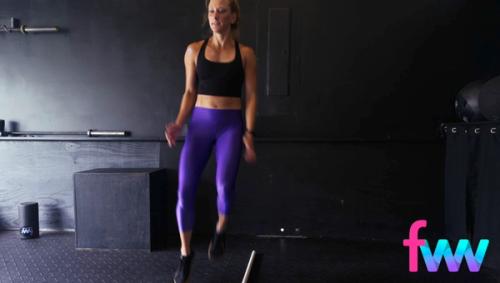 Kindal doing high knees over a bar and working on her agility to move laterally while still getting her knees up high and moving really fast.
