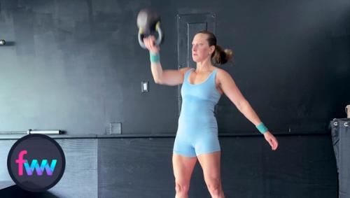 Kindal in the kettlebell punch around where she is actively taking control of the kettlebell to get it over her head.