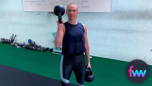 Combined inverted and suitcase kettlebell hold.