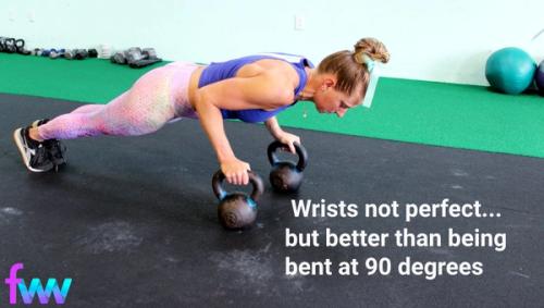 You can use dumbbells or kettlebells for handles to help with your wrists.