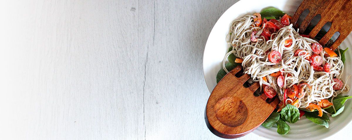 Plan Smart Eat Real 2 Program Ranch soba noodle salad with basil and fresh tomatoes