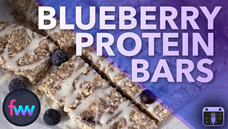 Healthy blueberry protein bars ready to cook in under 30 minutes.