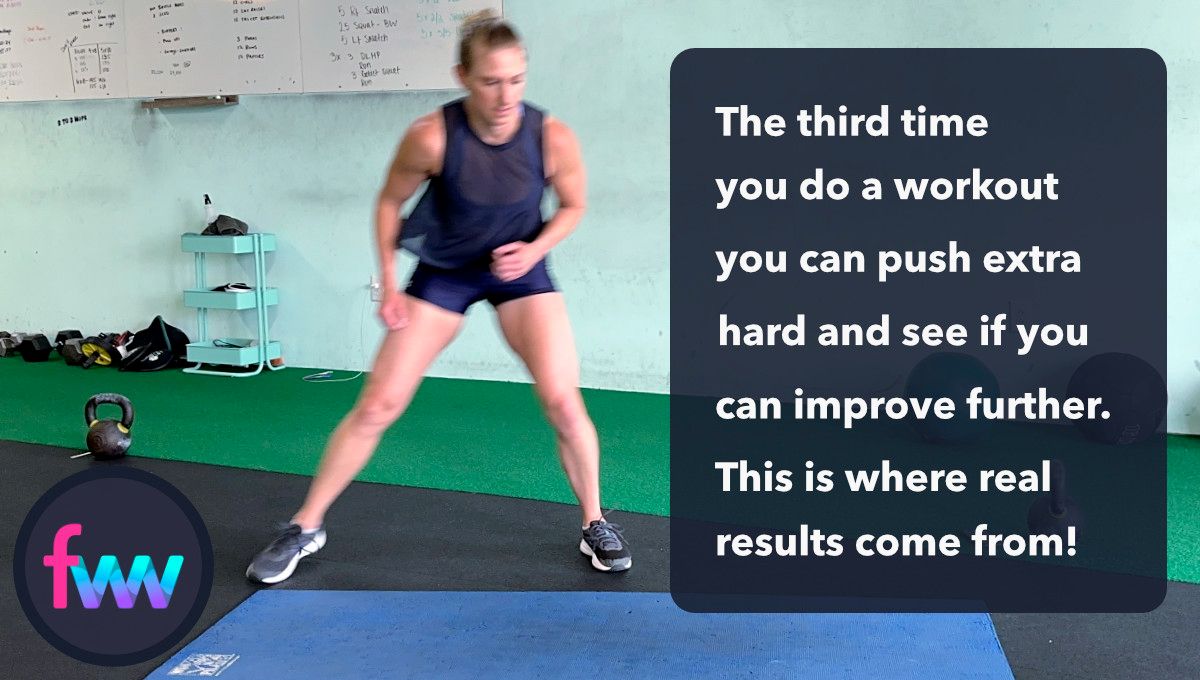 The third time you do a workout you can push extra hard and try improve again. This is what pushes your comfort zone and produces better results.