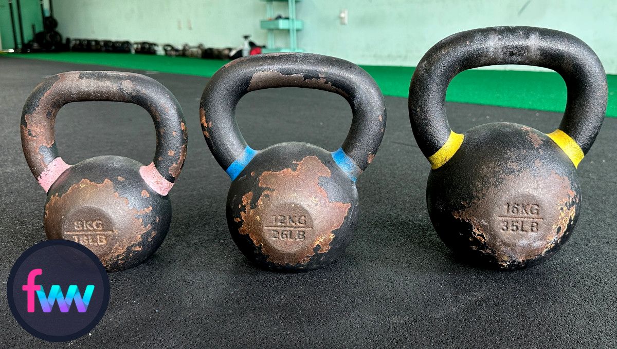 The lineup for Rogue kettlebells and this is the near perfect starter set of kettlebells for a beginner in kettlebell training.
