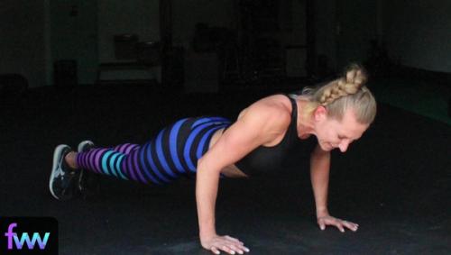 Kindal doing an intense pushup.