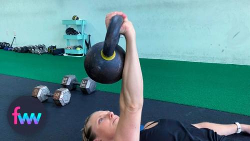 Kindal showing what a broken wrist holding a kettlebell is like.