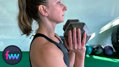 Kindal showing how the passive palm grip causes the dumbbell to just rest in the position. Great for going heavy.