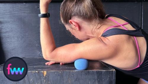 Kindal is smashing deep into her tricep muscle and really working the muscle tissue. This will increase the blood flow to the muscle and help provide more mobility.