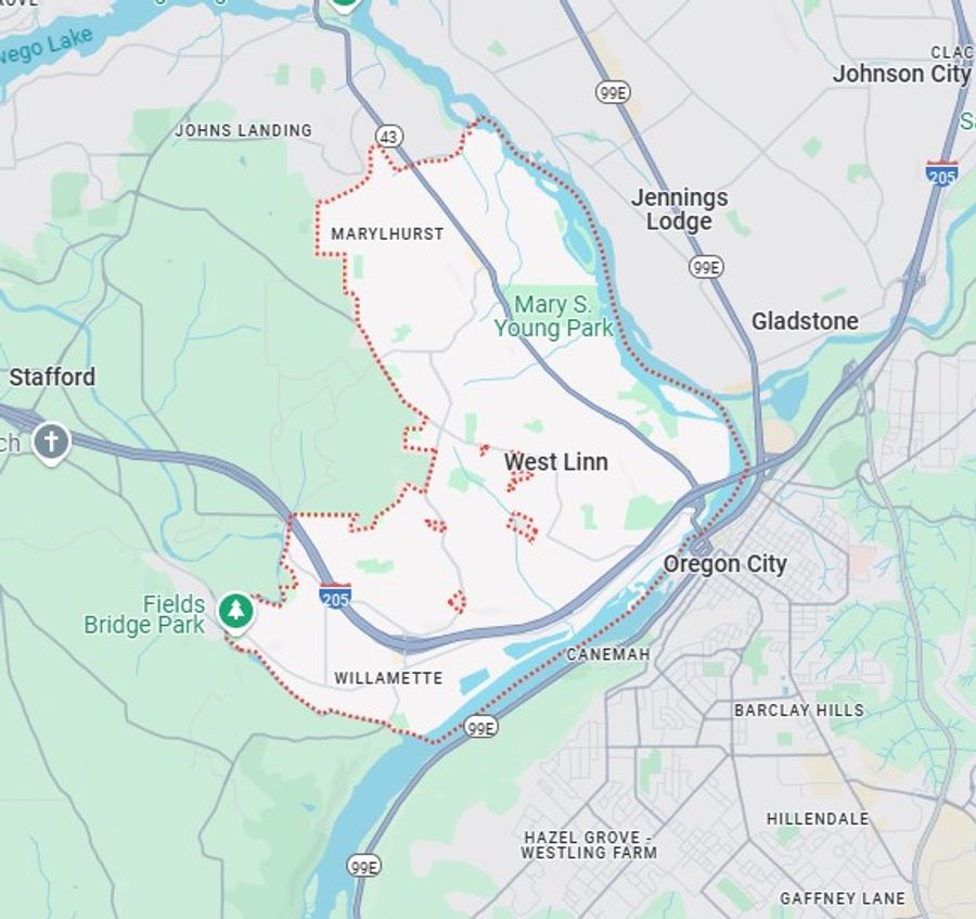 West Linn service area map