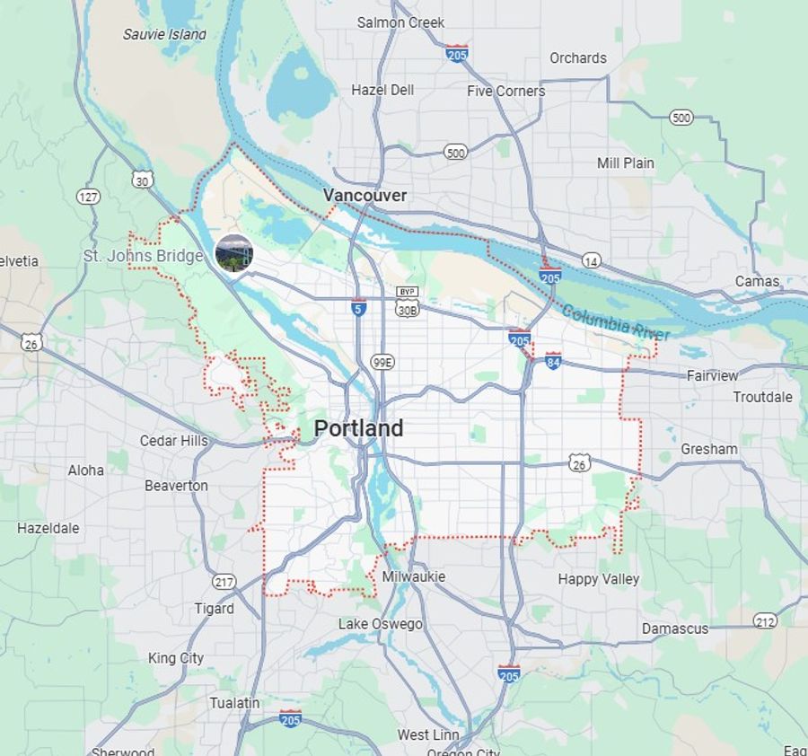 Portland service area map