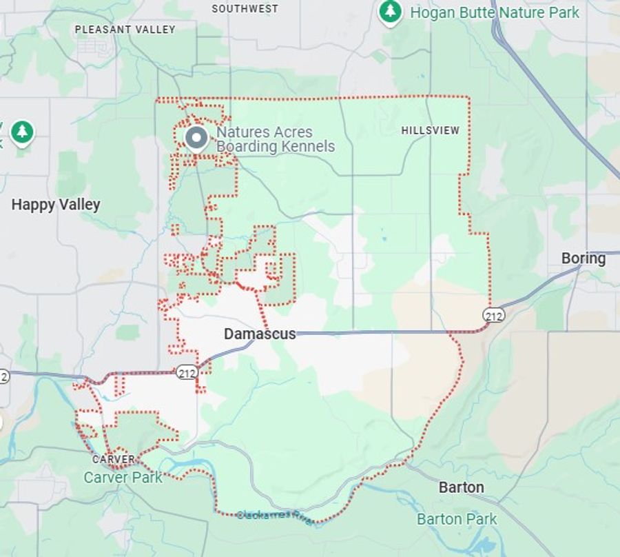 Damascus service area map