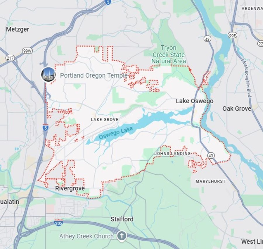 Lake Oswego service area map