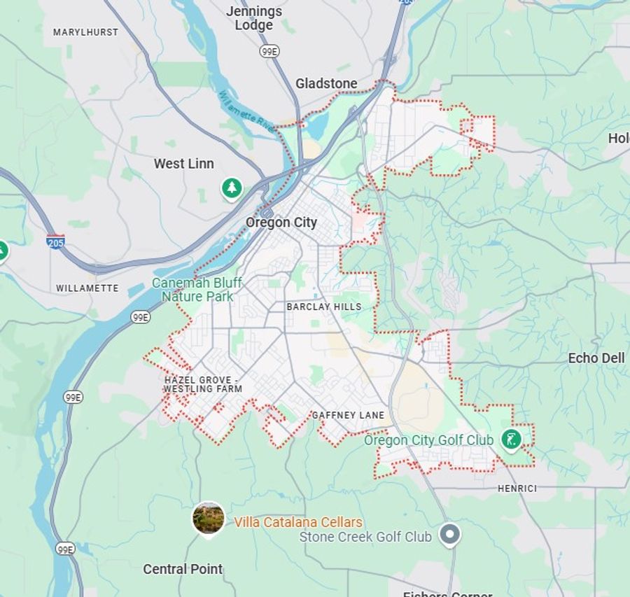 Oregon City service area map