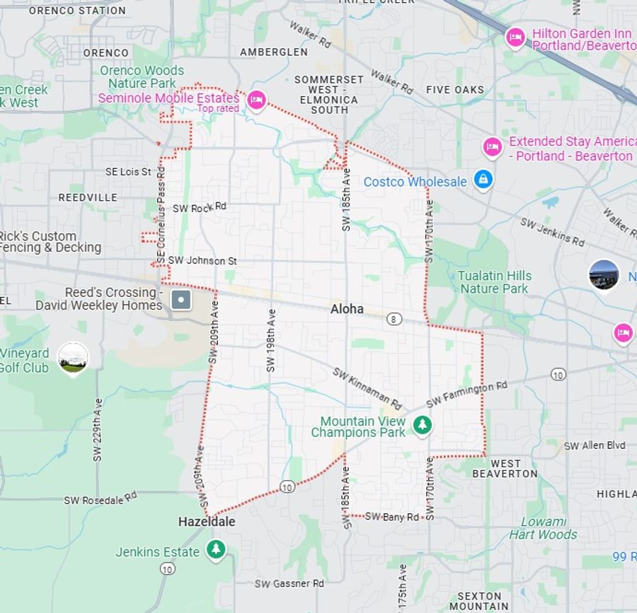 Aloha service area map