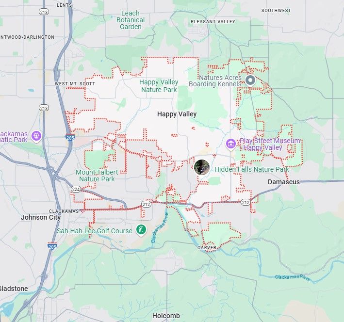 Happy Valley service area map