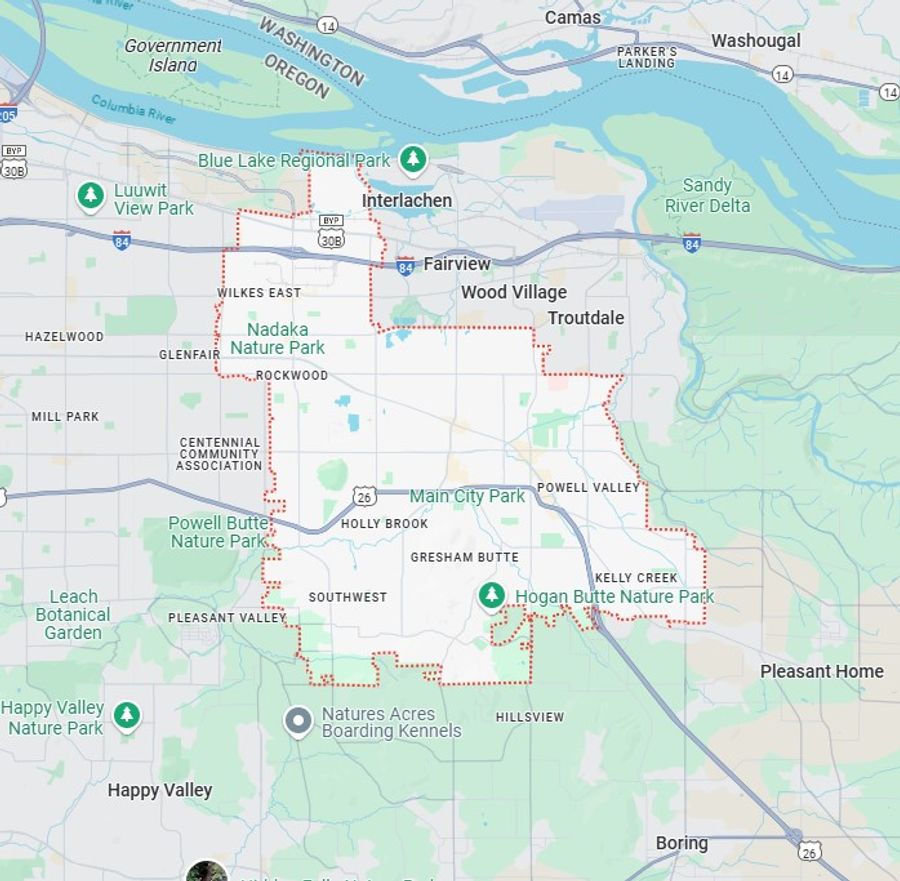 Gresham service area map