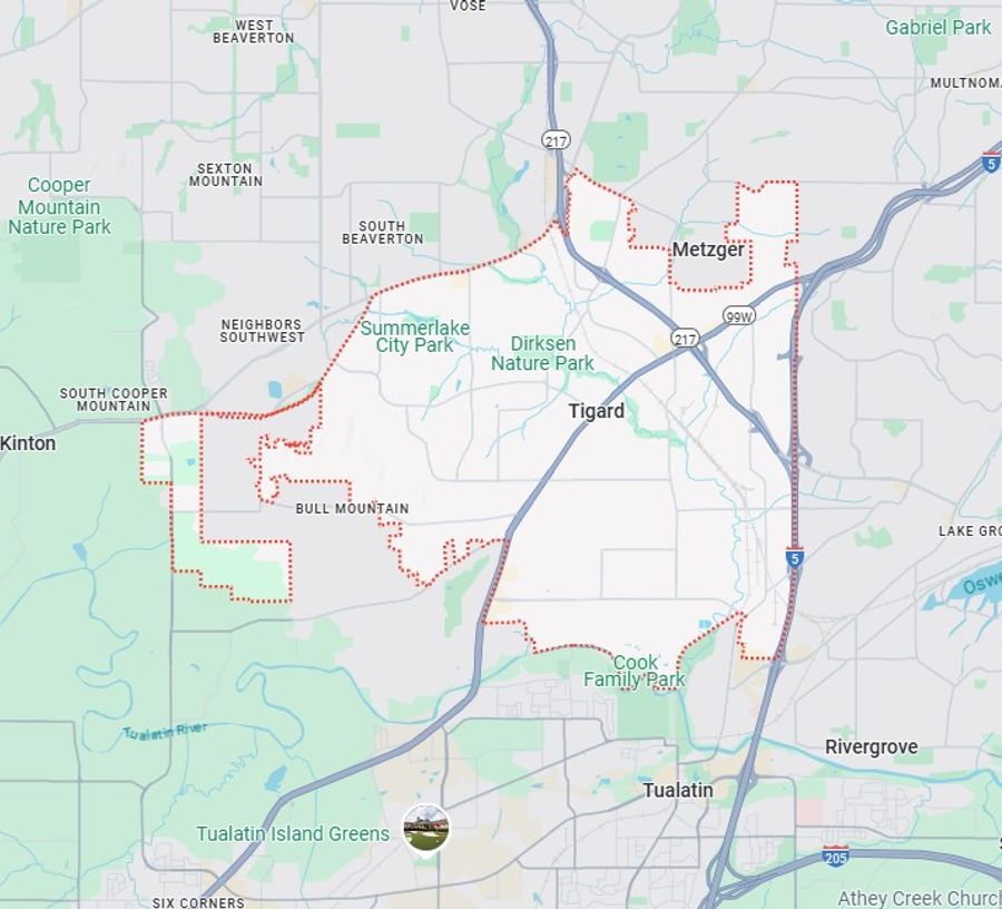 Tigard service area map