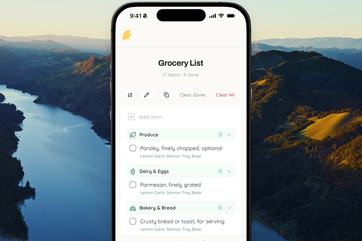 grocery list feature