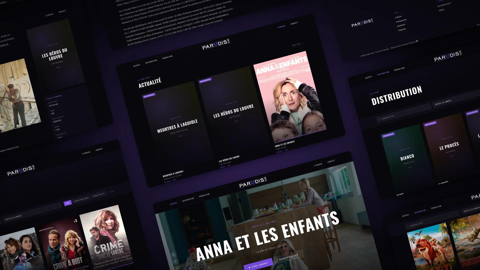Paradis Films - Site vitrine pour une société de production et distribution de cinéma