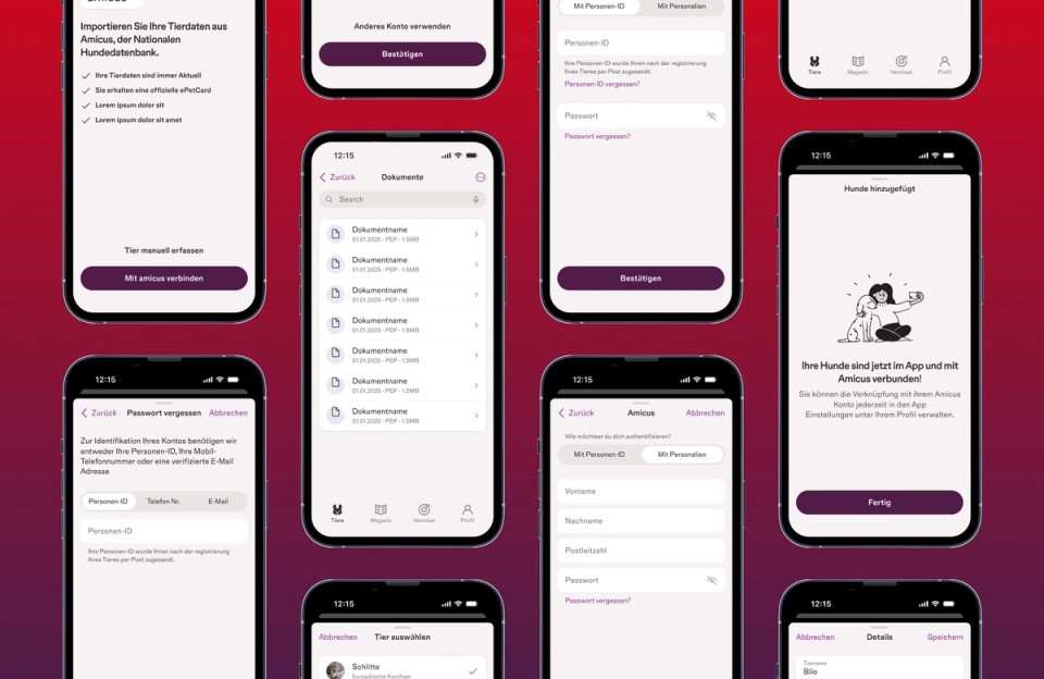 Many mobile app screens
