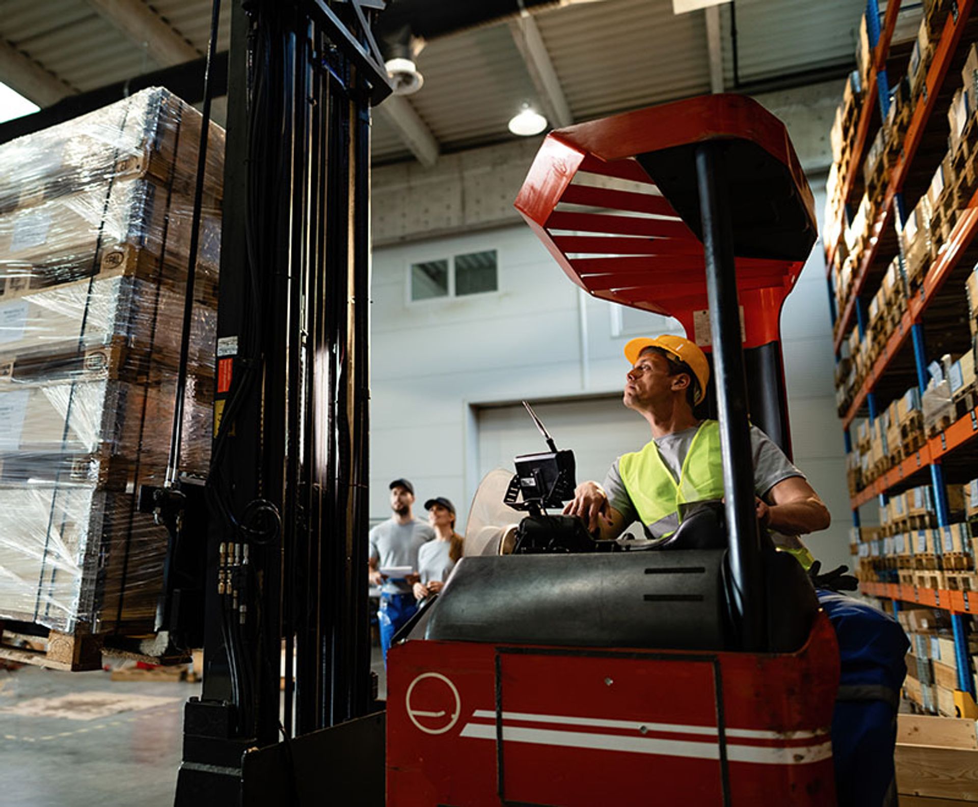Man operating a forklift