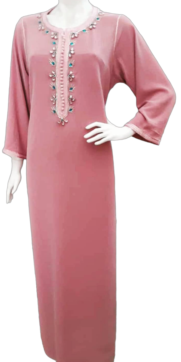 Gandoura Crêpe avec Perlage Élégant