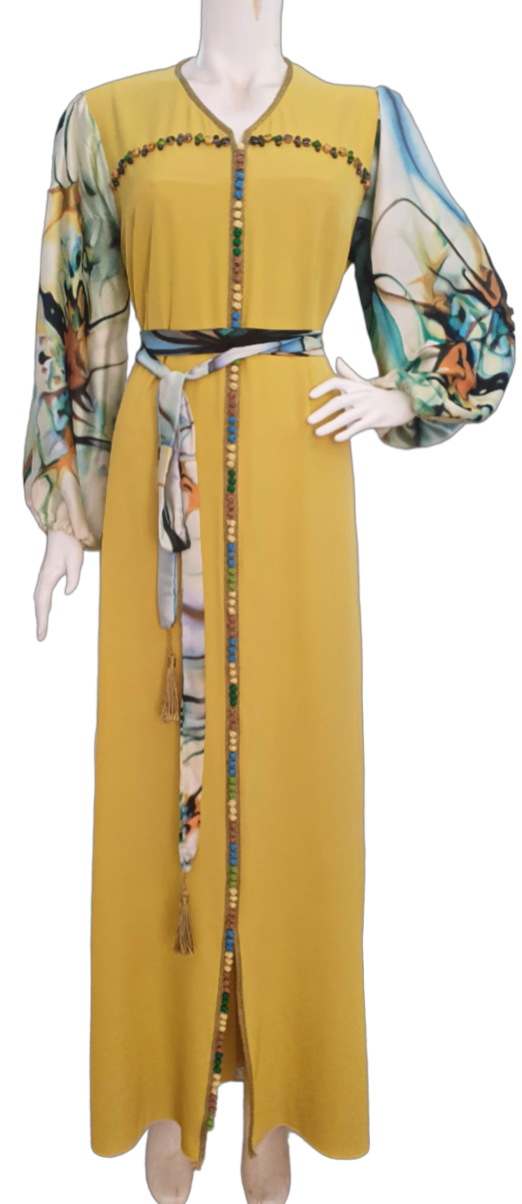 Caftan Simple en Crêpe & Soie