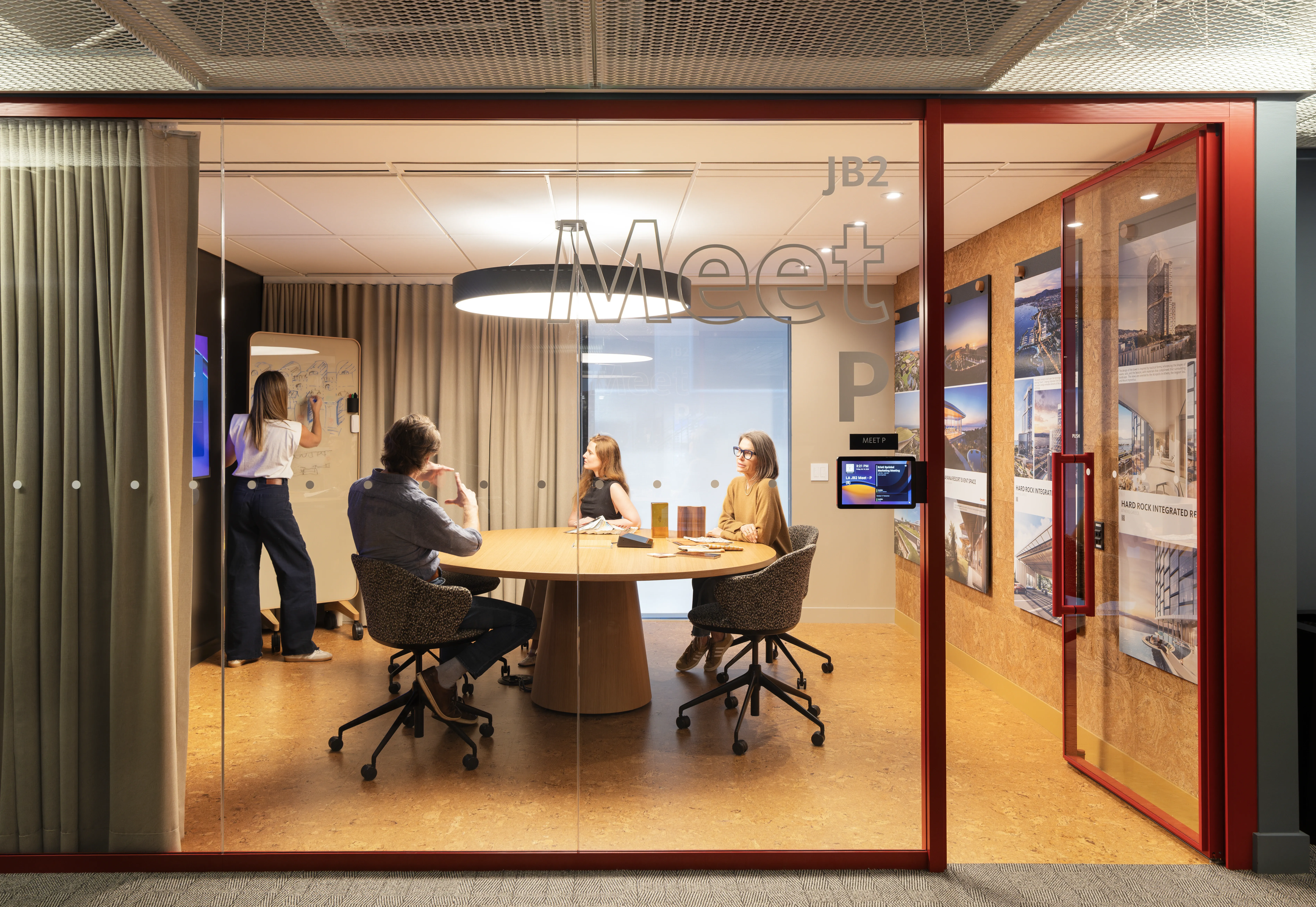 A group of people in a meeting.