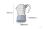 A diagram of a moka pot showing the water filled up to just below the gasket