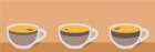 A illustration of a red eye coffee, a black eye coffee, and a dead eye coffee.