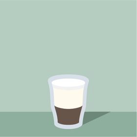 A diagram of a breve – half half-and-half and half espresso.