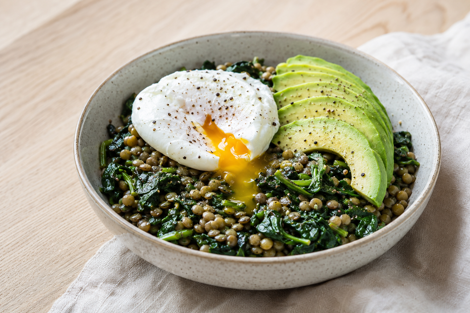 Savory Spinach & Lentil Breakfast Bowl — from The Fiber-Maxxing Cookbook
