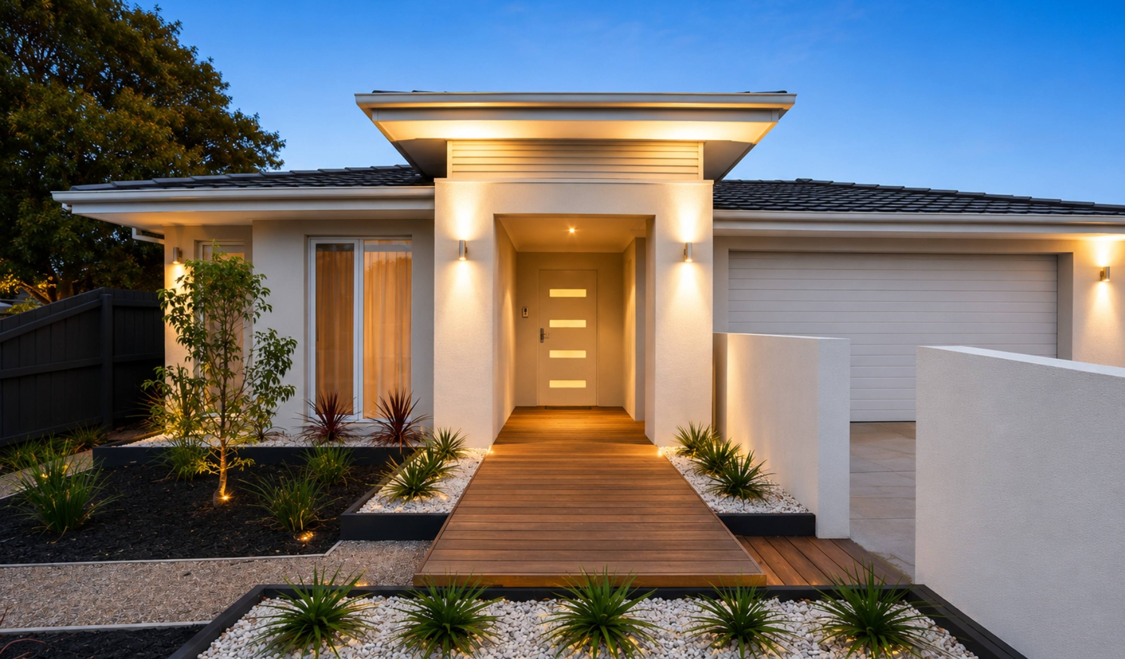 Modern single-storey family home with a contemporary façade.