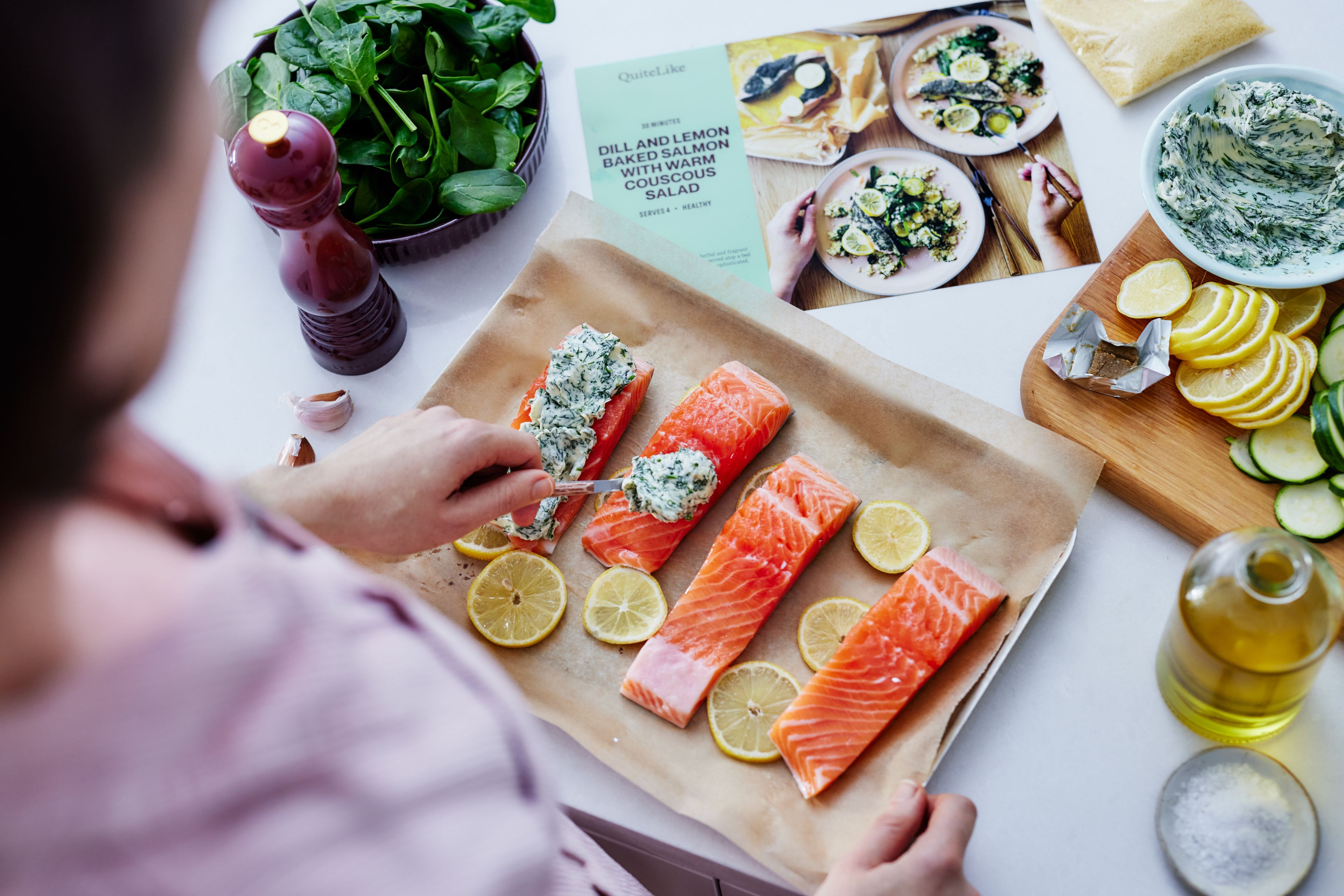 Cooking QuiteLike Dill and Lemon Baked Salmon with Warm Cous Cous Salad