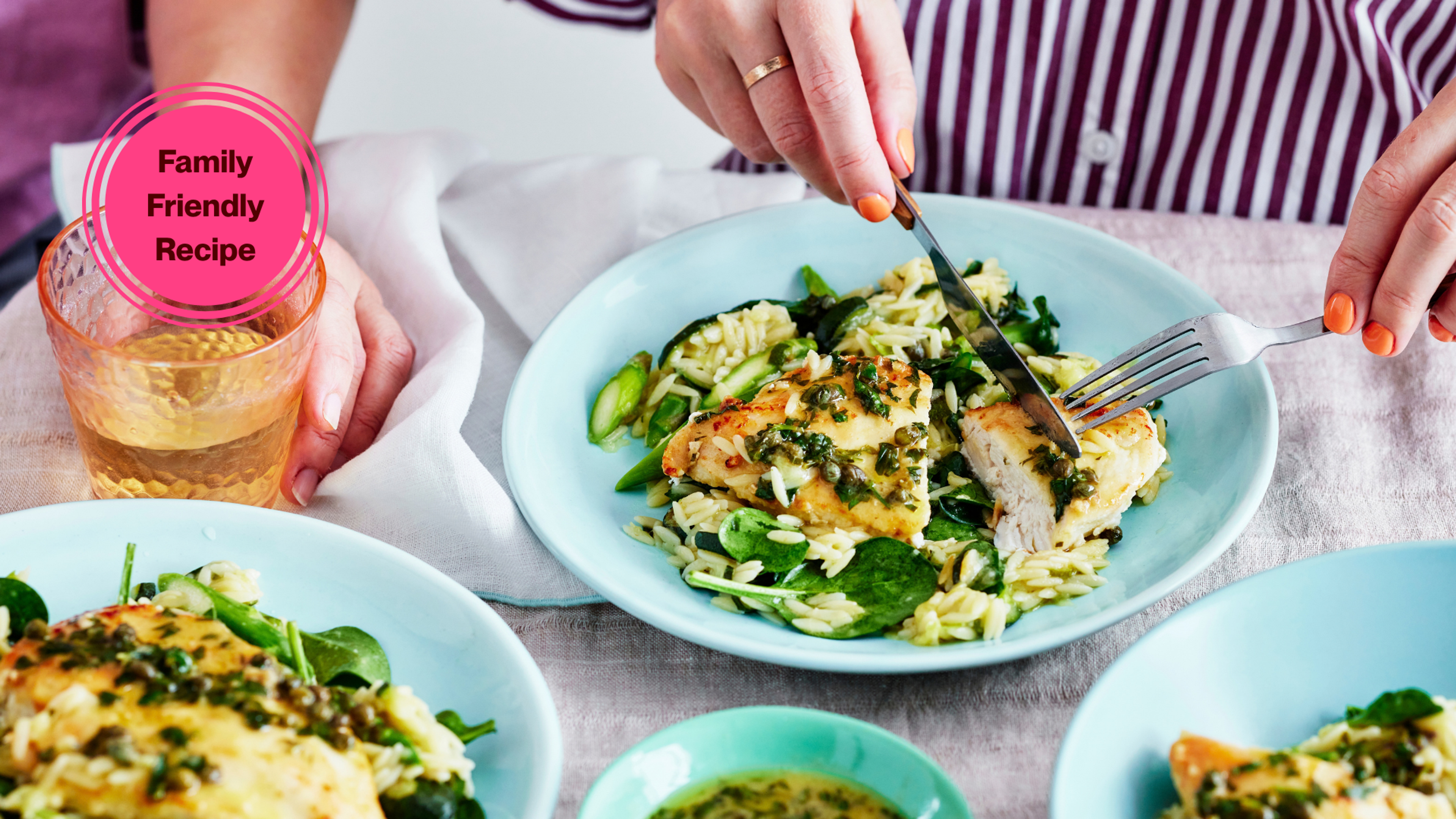 Lemon Chicken Piccata with Risoni and Greens