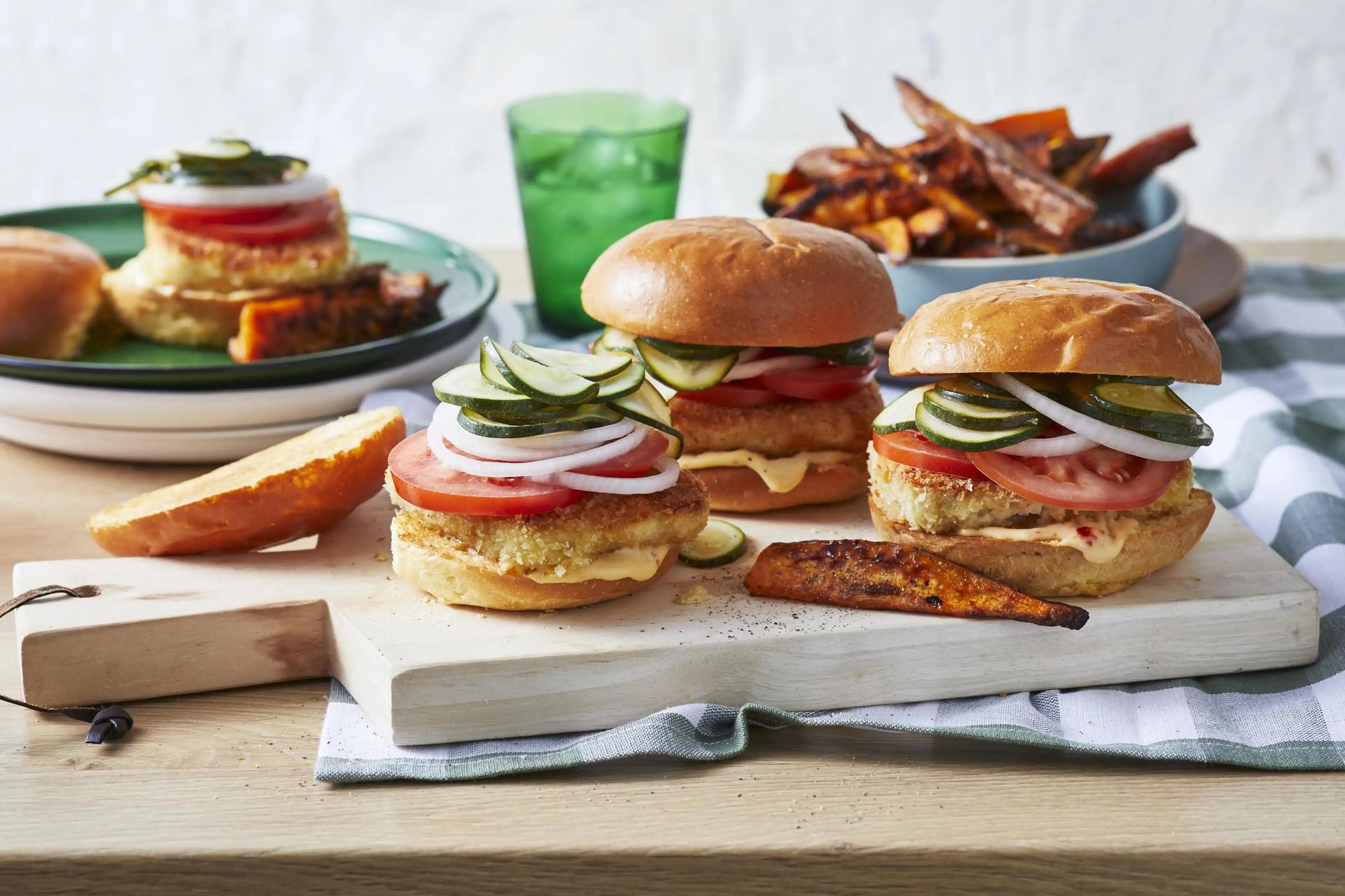 Crumbed Halloumi, Zucchini and Chipotle Burger