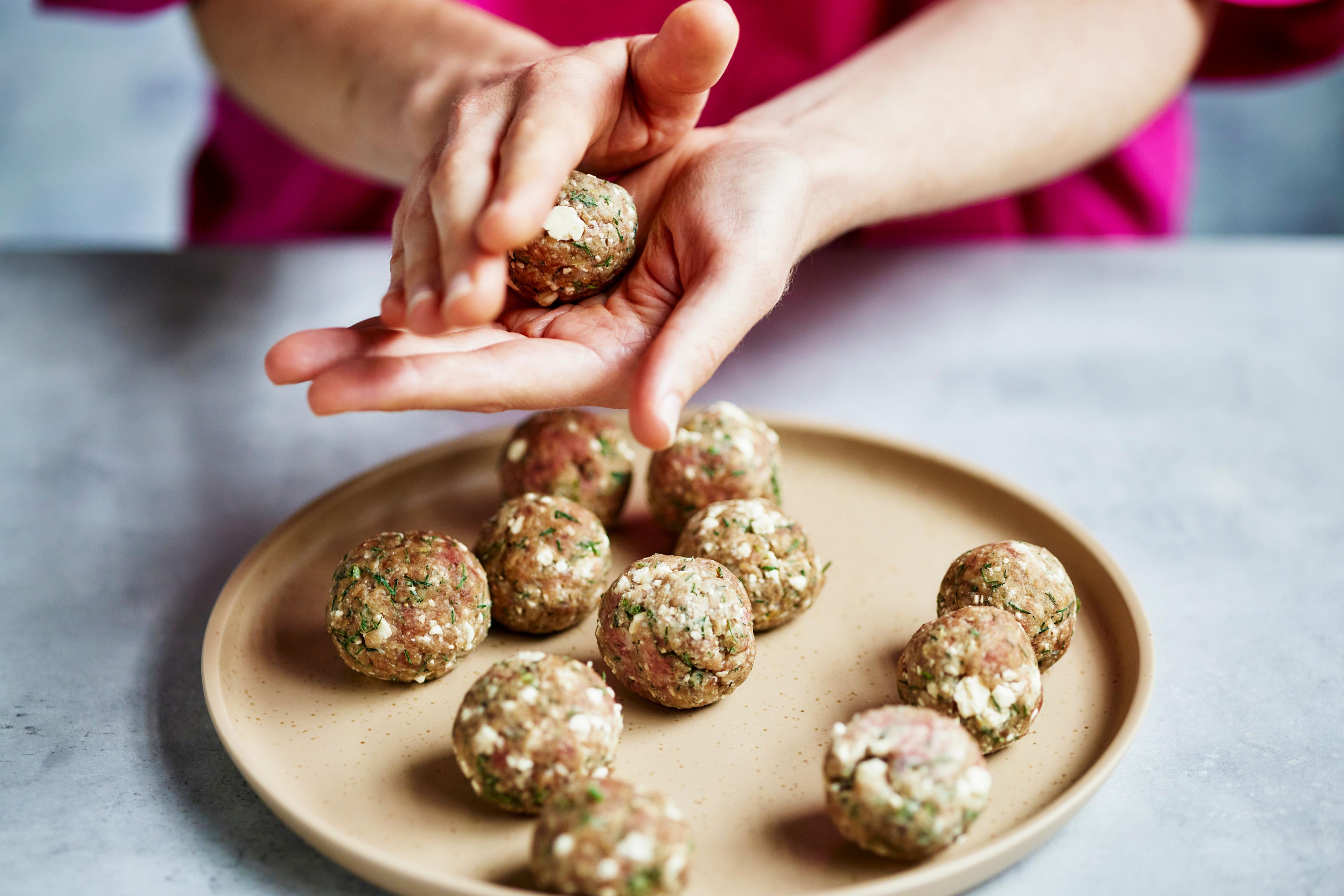One-Pan Greek Lamb Meatball and Risoni Bake