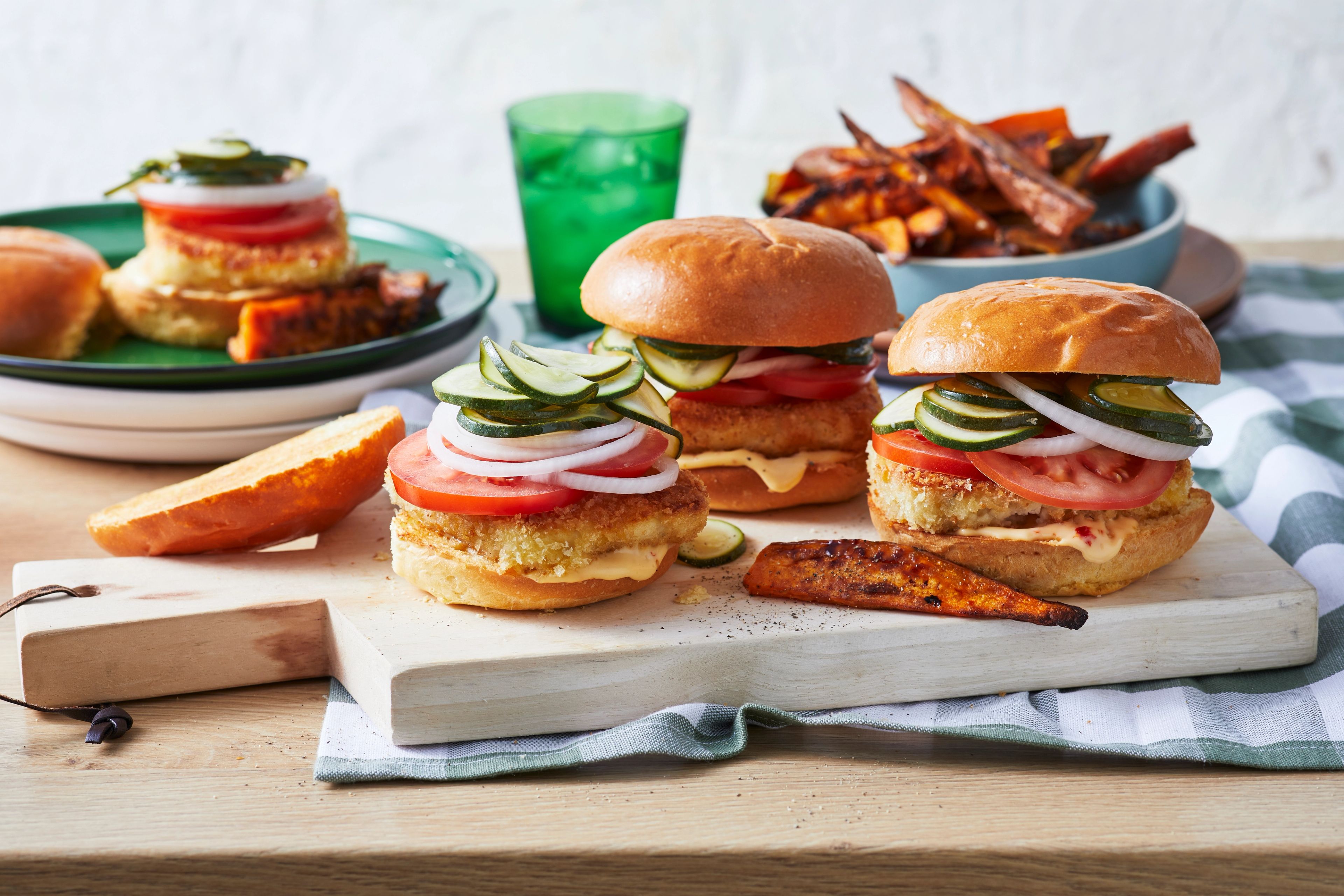 Crumbed Halloumi, Zucchini and Chipotle Burger