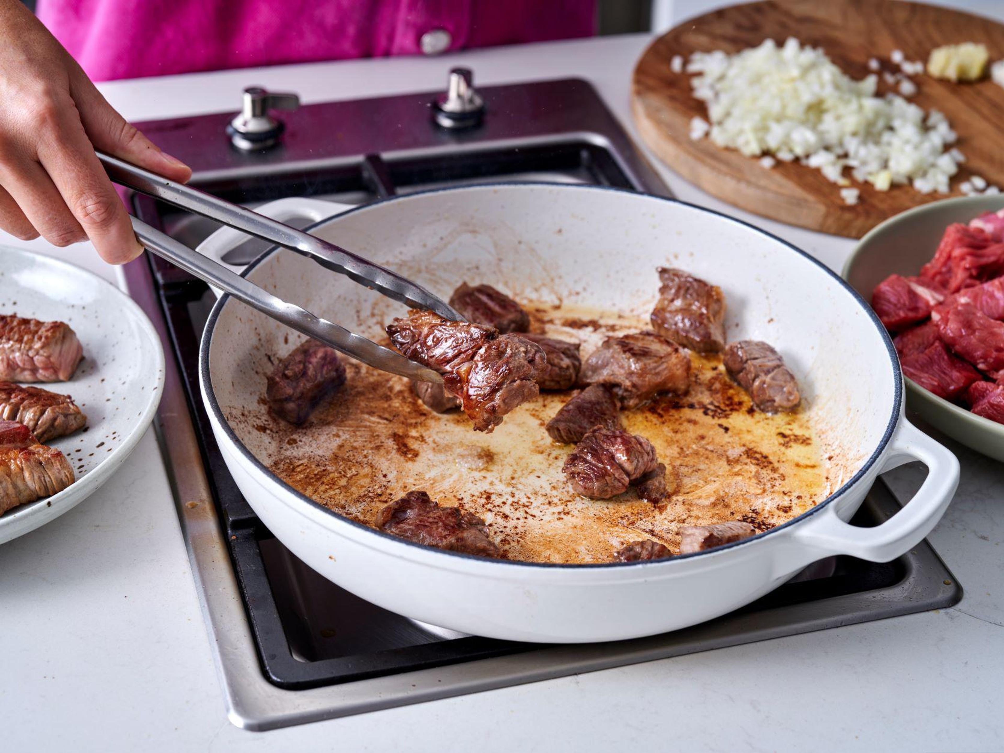 Brown Beef and Cook Vegetables
