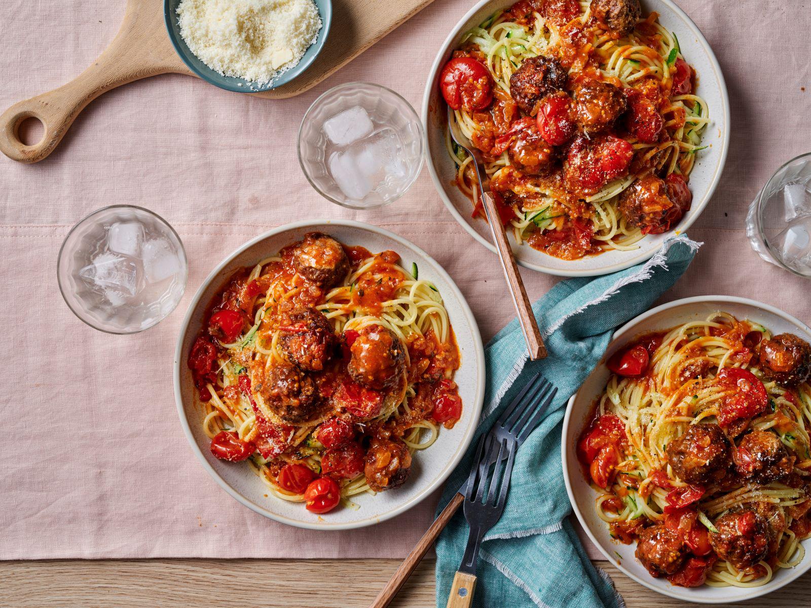 Baked Kangaroo Meatballs with Spaghetti
