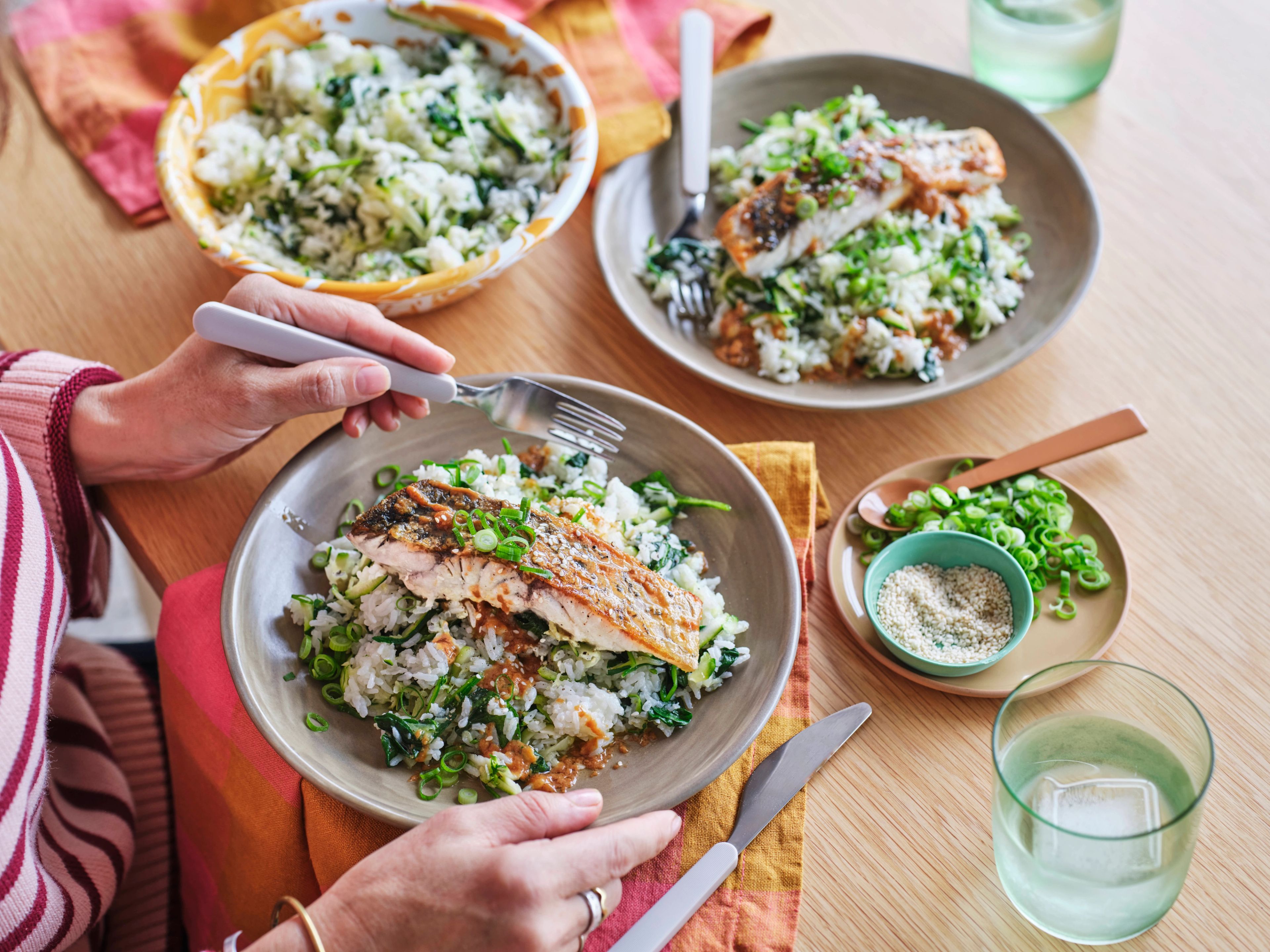 Miso Butter Barramundi with Sesame Greens Rice