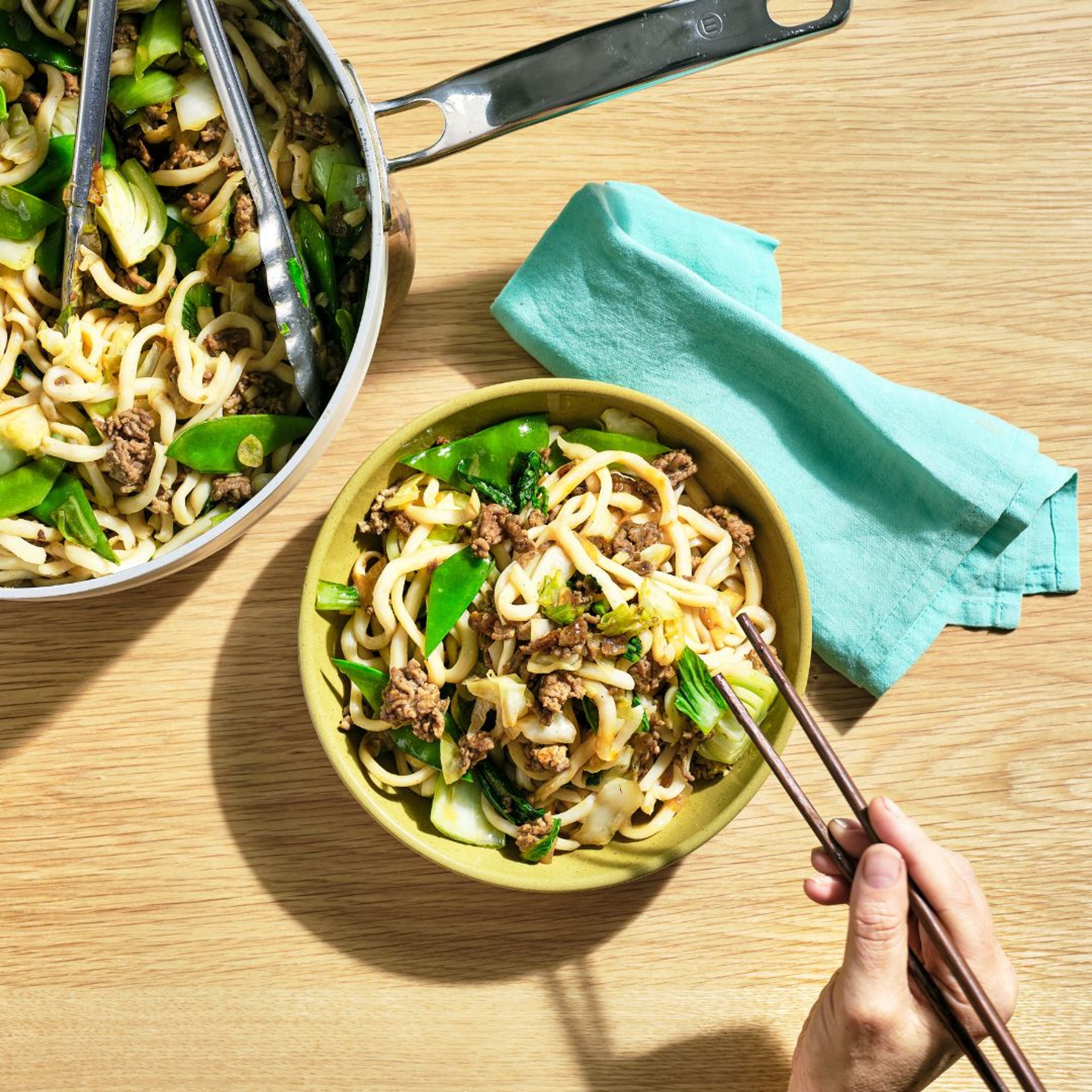 mongolian beef and noodle stir-fry