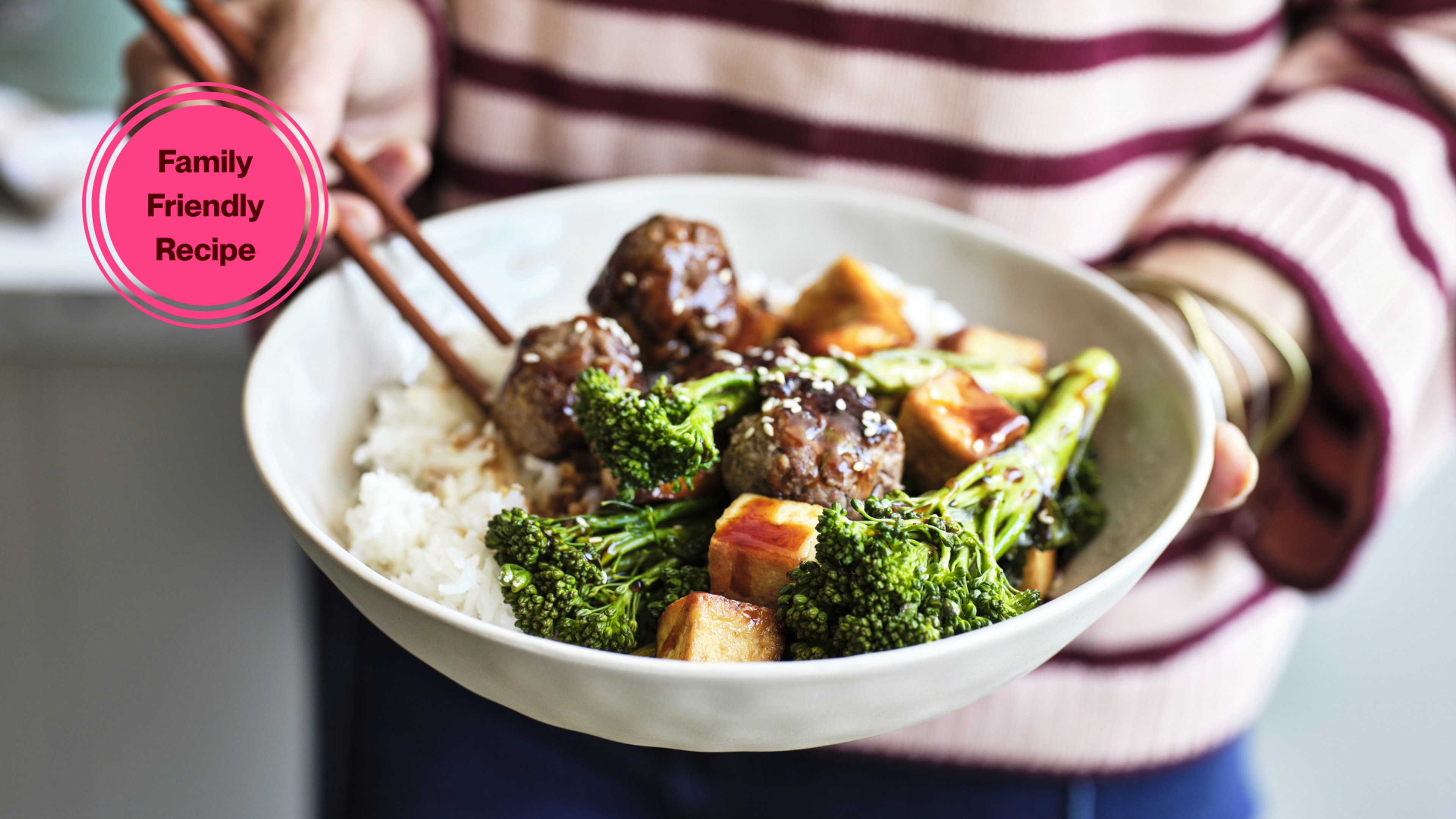 Teriyaki Beef Meatballs with Tofu and Broccolini