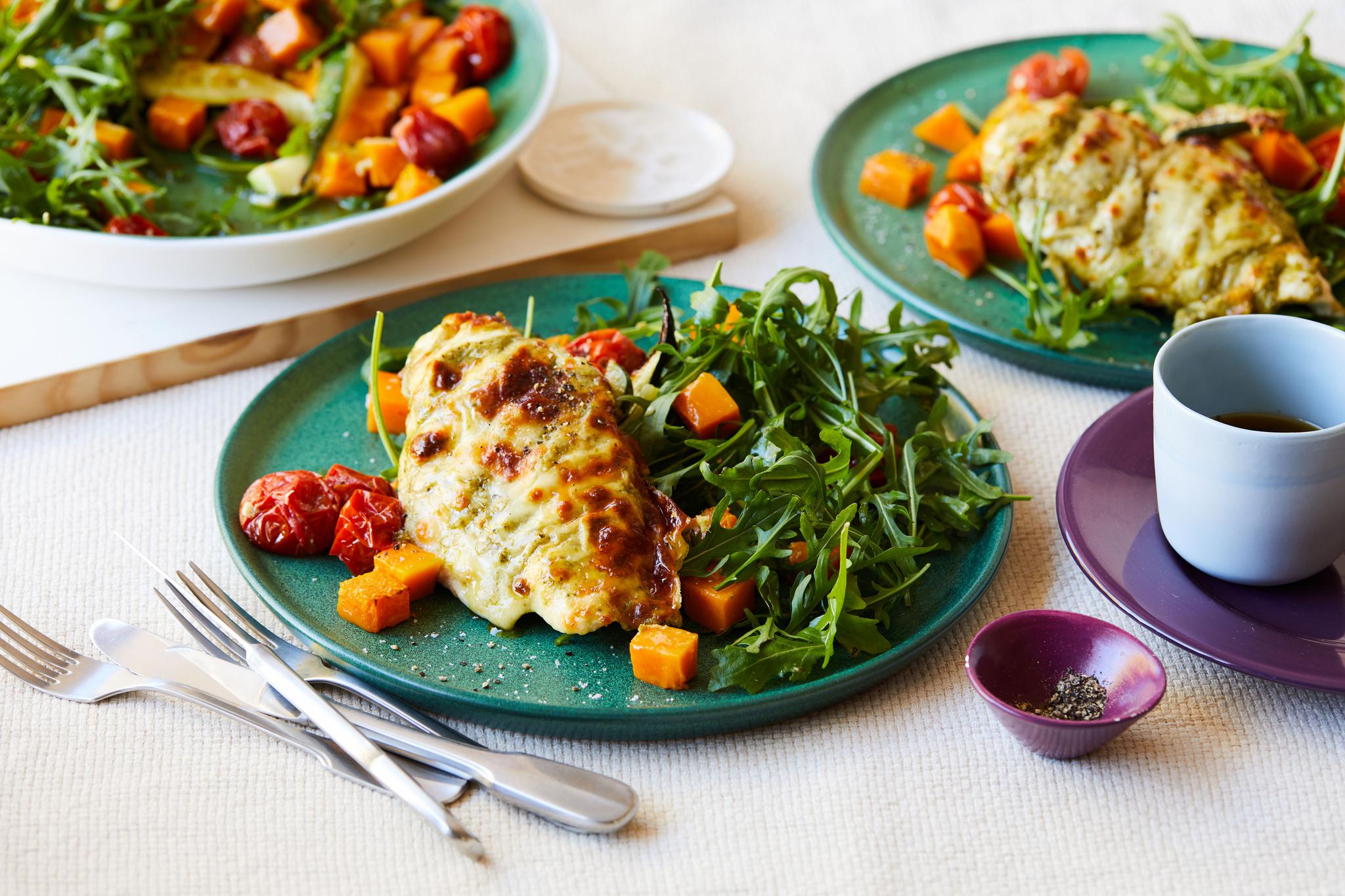 Roasted Pesto Chicken and Veggies