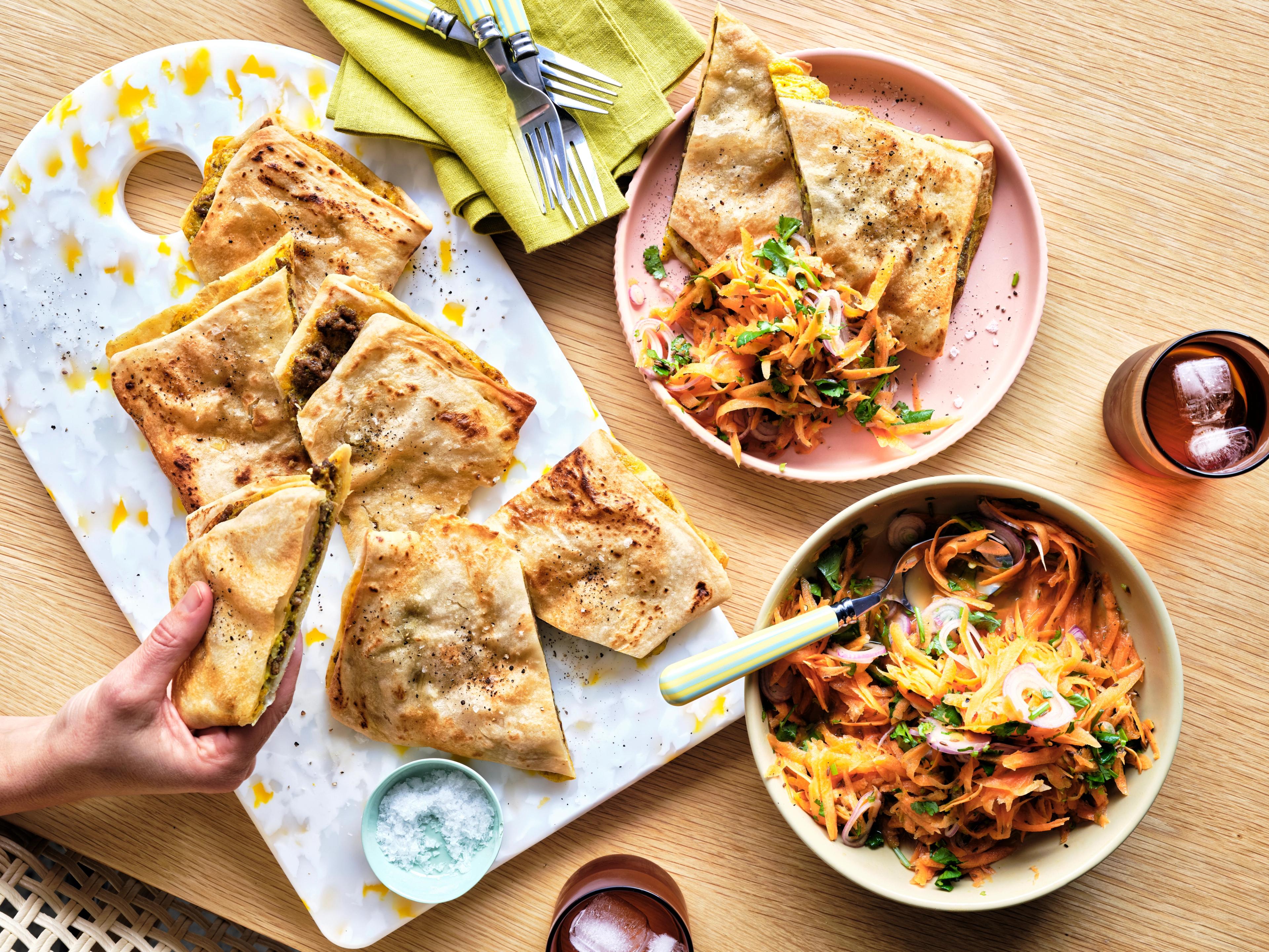 Diana Chan's Lamb Murtabak with Carrot and Coriander Salad