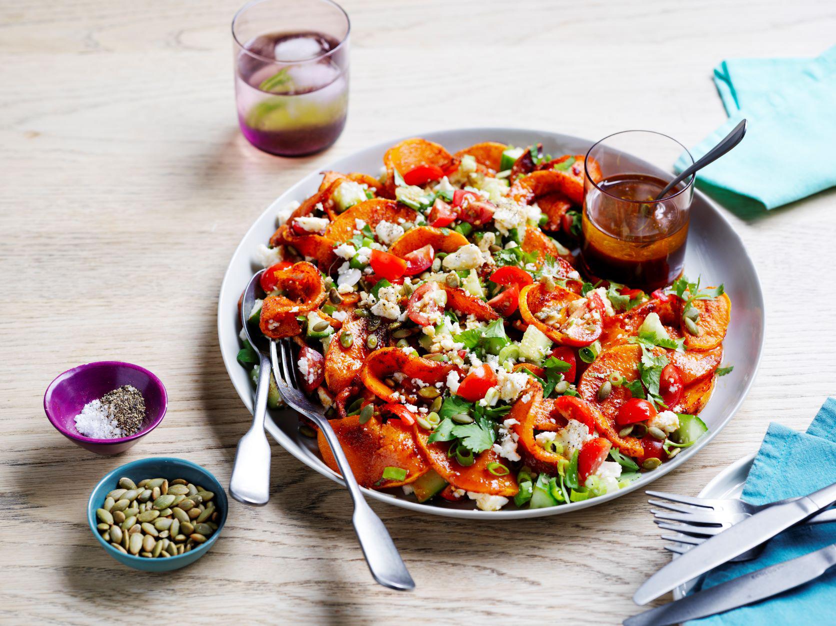 MexicanSpiced Roast Pumpkin with Feta Pico De Gallo