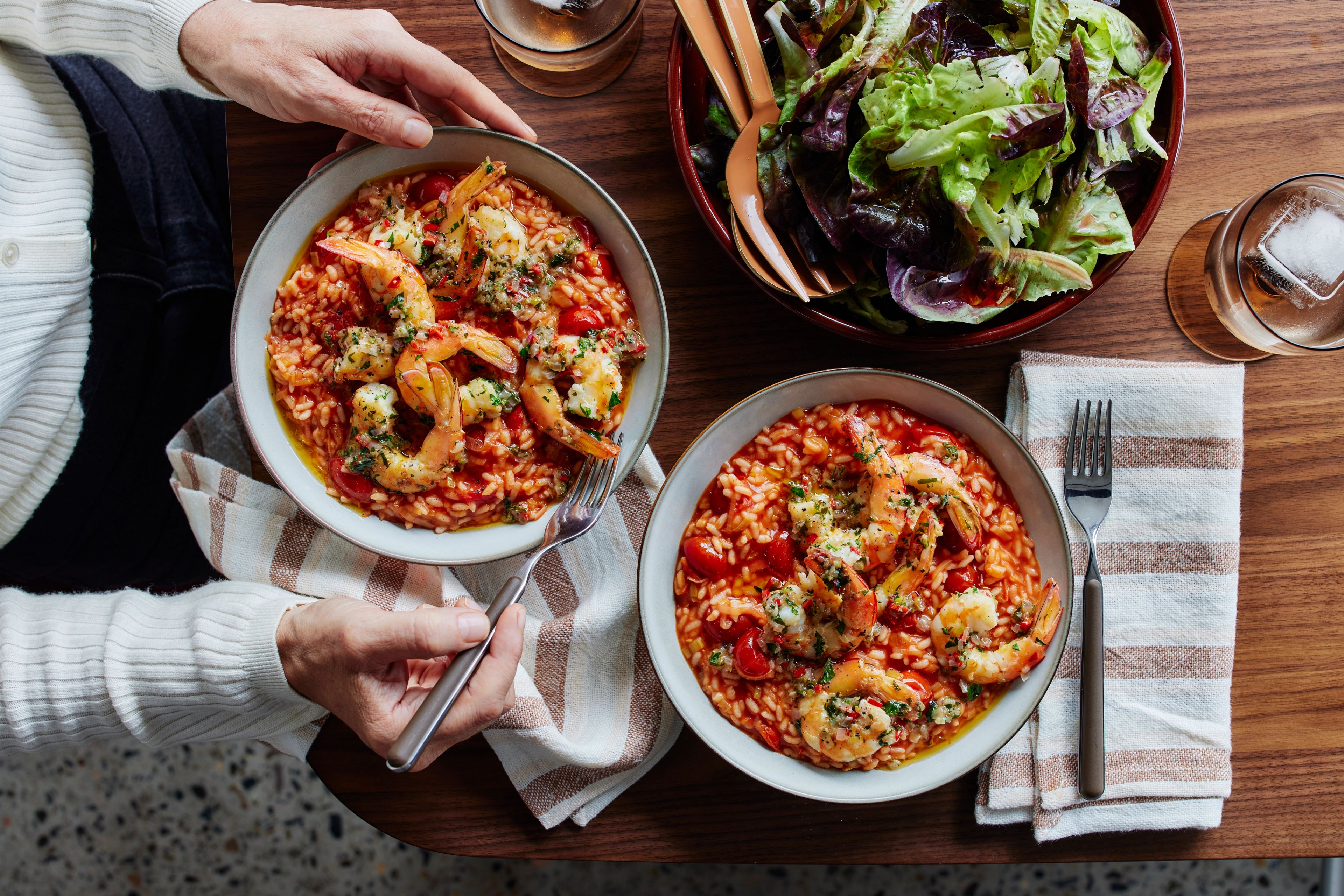 Chilli and Garlic Butter Prawns with Tomato Risotto