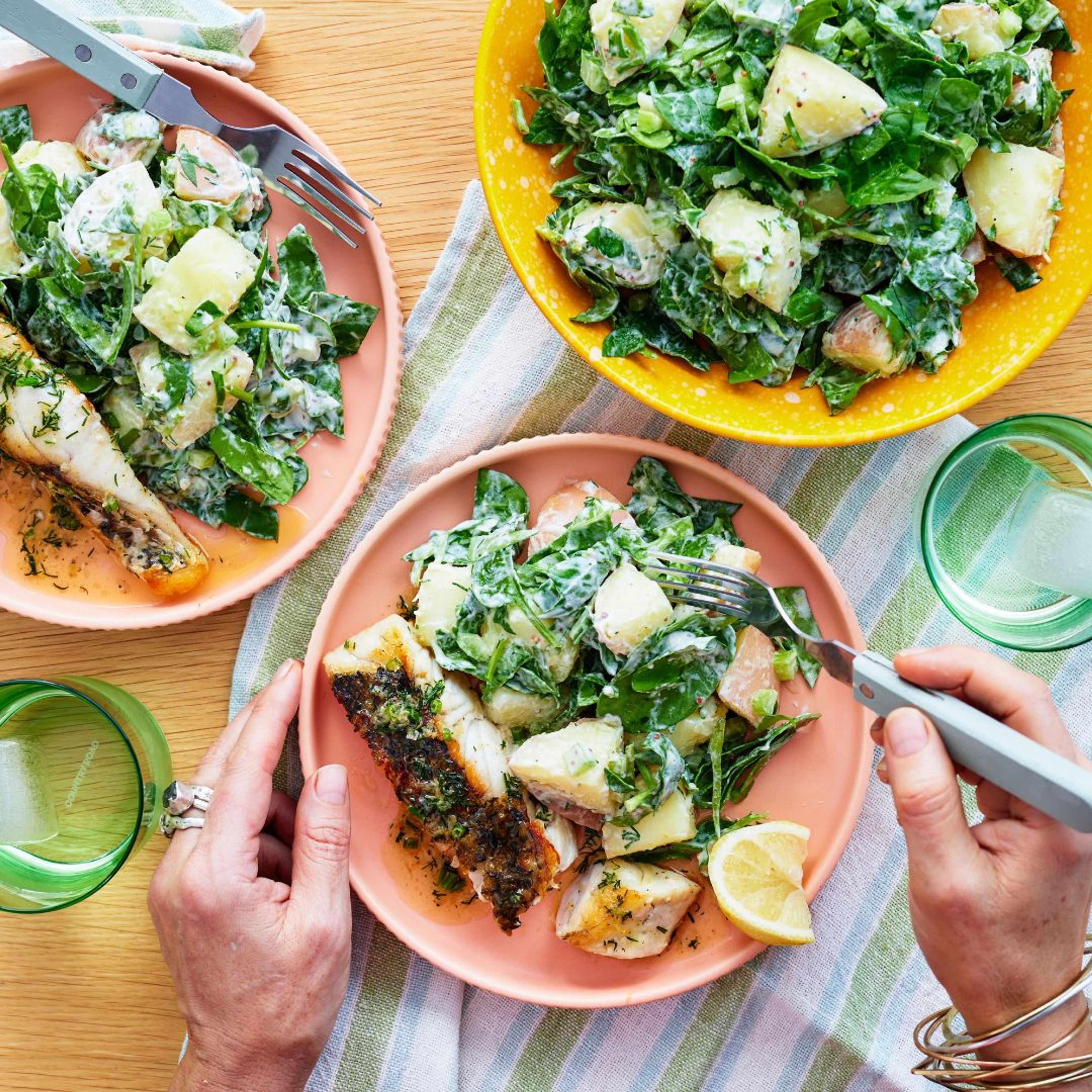 barramundi with lemon and herby potato salad
